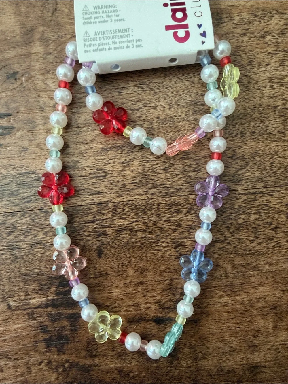 Claire's Pastel Multi-Color Flower & Pearl Bead Necklace